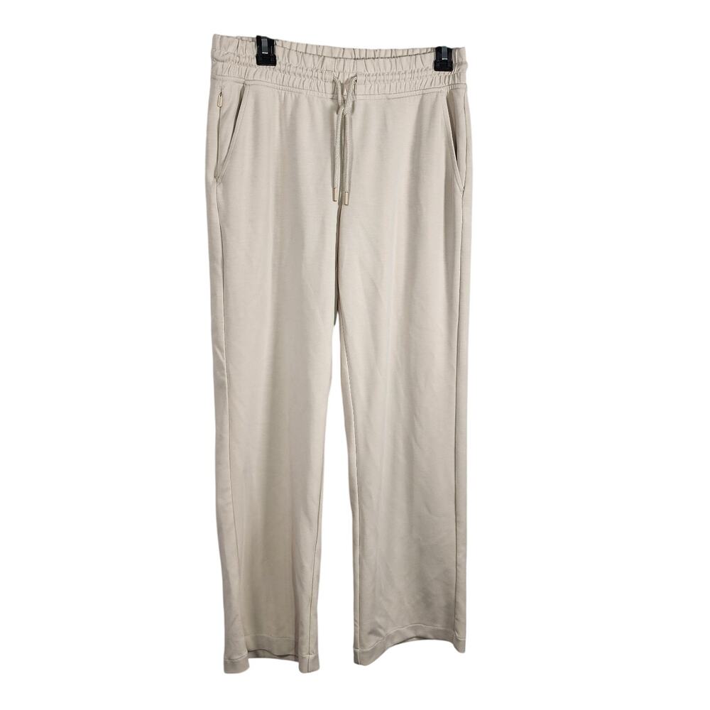 Athleta Womens Seasoft Mid Rise Straight Pant Small Bone Suede Athleisure 472259